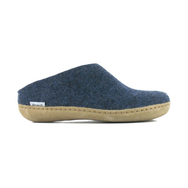 Chausson mule en laine vierge homme femme  GLERUPS Slip On Leather
