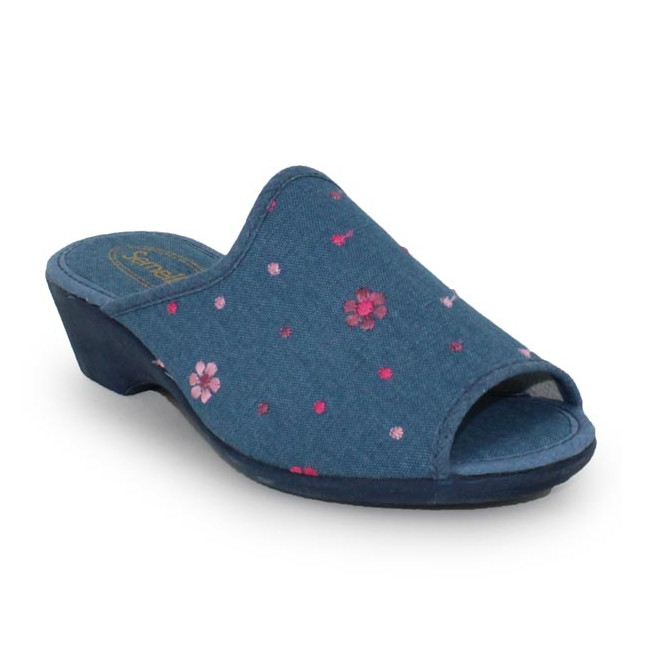 Chaussons mule femme bleu à talon semelflex Sabrine