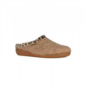 Babouche cuir Taupe, semelle caoutchouc