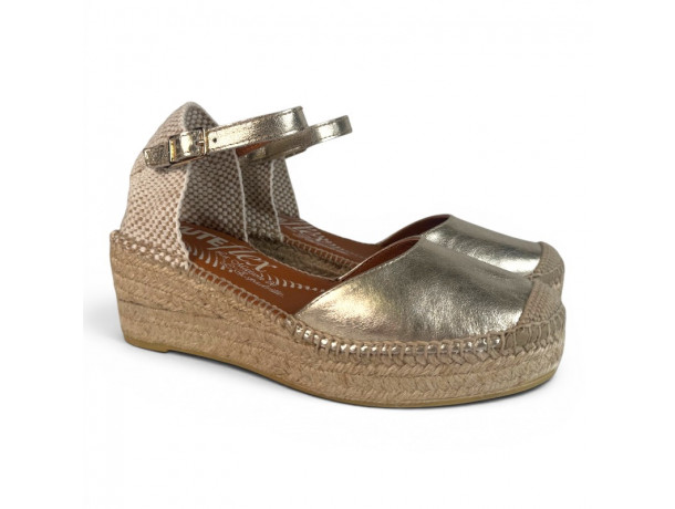 escarpin femme doré talon compensé la Maison de l'Espadrille Y151