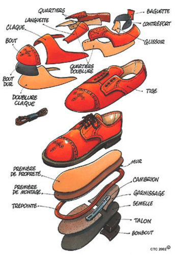 Les différentes parties d'une chaussure